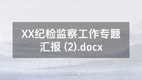 XX纪检监察工作专题汇报 (2).docx