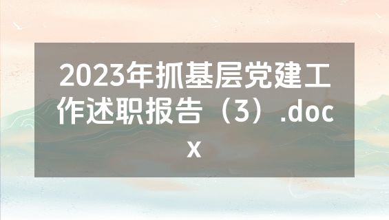 2023年抓基层党建工作述职报告（3）.docx