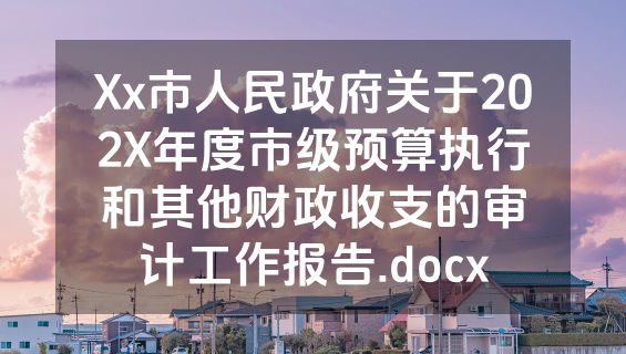 Xx市人民政府关于202X年度市级预算执行和其他财政收支的审计工作报告.docx