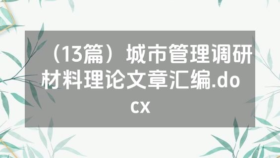 （13篇）城市管理调研材料理论文章汇编.docx