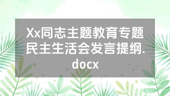 Xx同志主题教育专题民主生活会发言提纲.docx