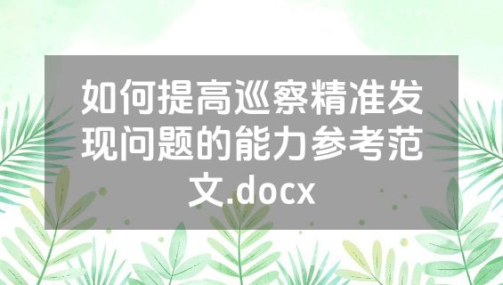如何提高巡察精准发现问题的能力参考范文.docx