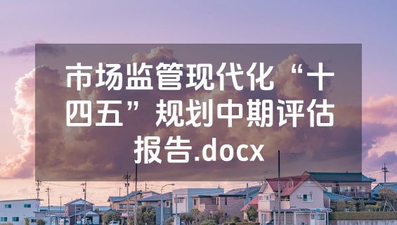 市场监管现代化“十四五”规划中期评估报告.docx