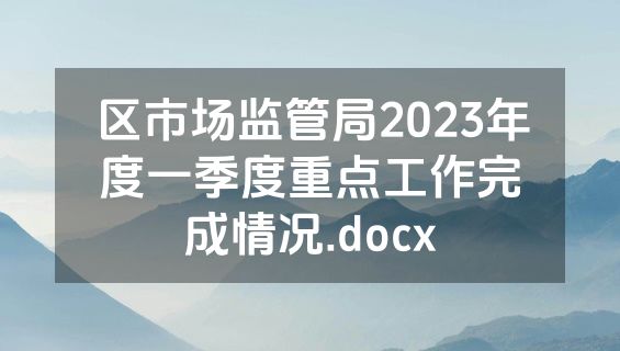 区市场监管局2023年度一季度重点工作完成情况.docx