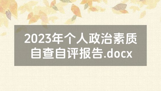 2023年个人政治素质自查自评报告.docx