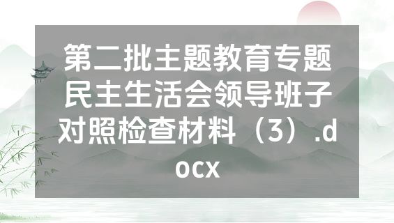 第二批主题教育专题民主生活会领导班子对照检查材料（3）.docx