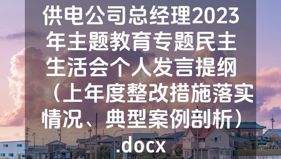 供电公司总经理2023年主题教育专题民主生活会个人发言提纲（上年度整改措施落实情况、典型案例剖析）.docx