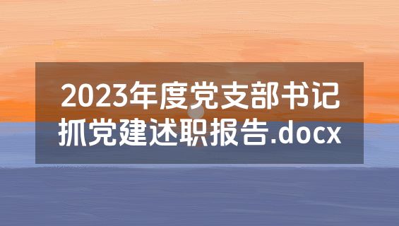 2023年度党支部书记抓党建述职报告.docx