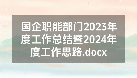 国企职能部门2023年度工作总结暨2024年度工作思路.docx