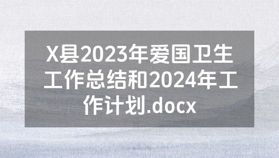 X县2023年爱国卫生工作总结和2024年工作计划.docx