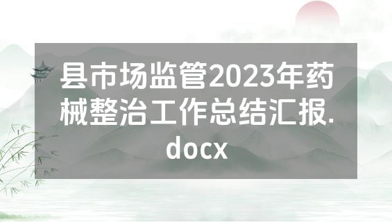 县市场监管2023年药械整治工作总结汇报.docx