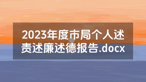 2023年度市局个人述责述廉述德报告.docx