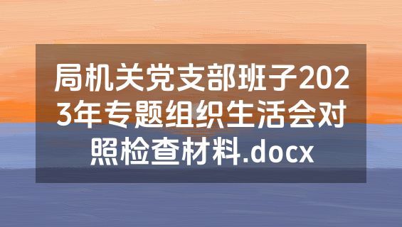 局机关党支部班子2023年专题组织生活会对照检查材料.docx