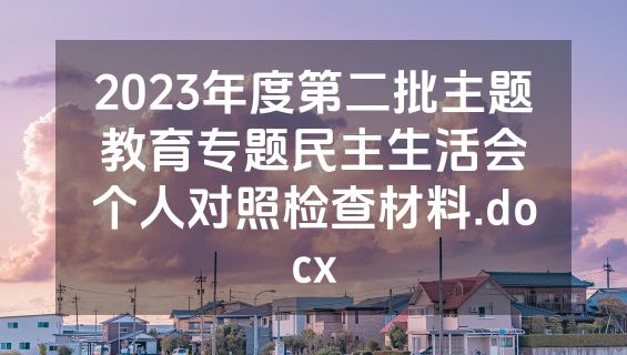 2023年度第二批主题教育专题民主生活会个人对照检查材料.docx