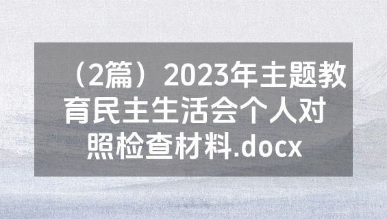 （2篇）2023年主题教育民主生活会个人对照检查材料.docx