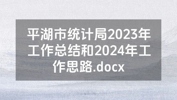 平湖市统计局2023年工作总结和2024年工作思路.docx