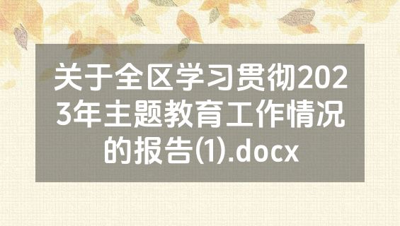 关于全区学习贯彻2023年主题教育工作情况的报告(1).docx