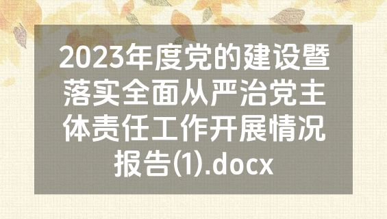 2023年度党的建设暨落实全面从严治党主体责任工作开展情况报告(1).docx
