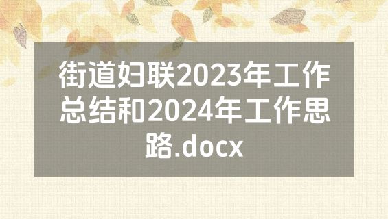 街道妇联2023年工作总结和2024年工作思路.docx