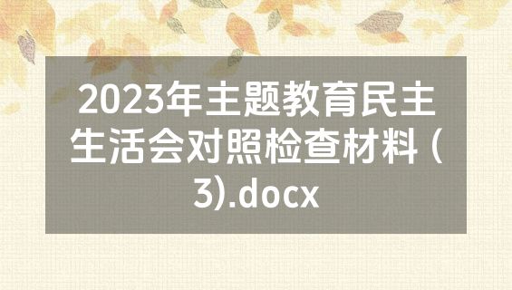2023年主题教育民主生活会对照检查材料 (3).docx