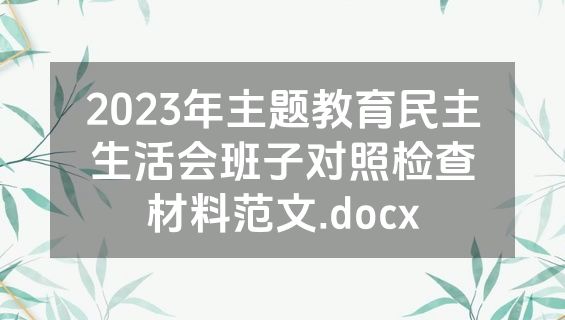 2023年主题教育民主生活会班子对照检查材料范文.docx