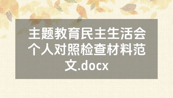 主题教育民主生活会个人对照检查材料范文.docx