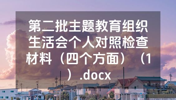 第二批主题教育组织生活会个人对照检查材料（四个方面）（1）.docx