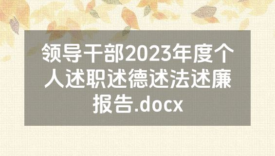 领导干部2023年度个人述职述德述法述廉报告.docx