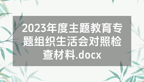 2023年度主题教育专题组织生活会对照检查材料.docx