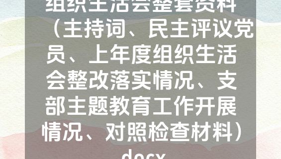 组织生活会整套资料（主持词、民主评议党员、上年度组织生活会整改落实情况、支部主题教育工作开展情况、对照检查材料）.docx