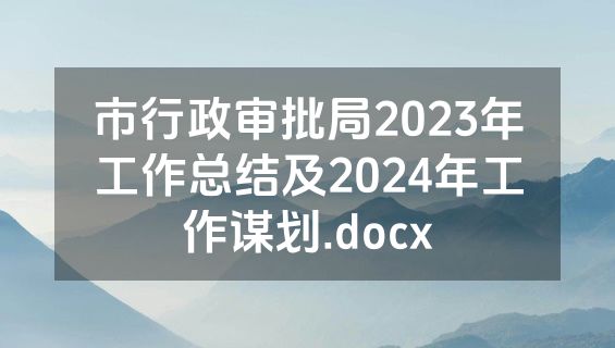 市行政审批局2023年工作总结及2024年工作谋划.docx