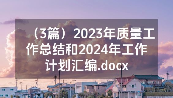 （3篇）2023年质量工作总结和2024年工作计划汇编.docx