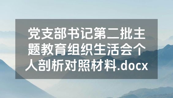 党支部书记第二批主题教育组织生活会个人剖析对照材料.docx