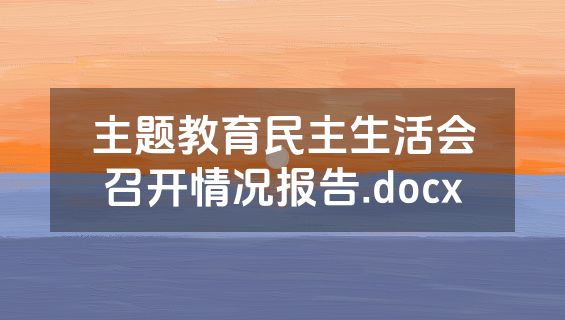 主题教育民主生活会召开情况报告.docx