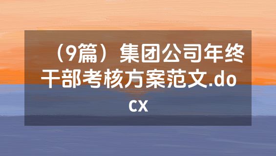 （9篇）集团公司年终干部考核方案范文.docx