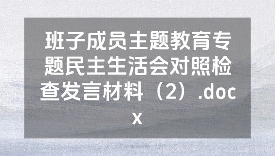 班子成员主题教育专题民主生活会对照检查发言材料（2）.docx