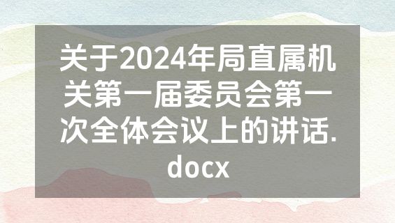 关于2024年局直属机关第一届委员会第一次全体会议上的讲话.docx