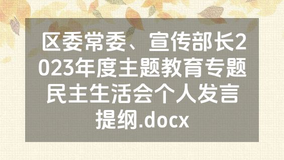 区委常委、宣传部长2023年度主题教育专题民主生活会个人发言提纲.docx