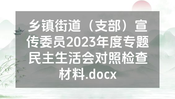 乡镇街道（支部）宣传委员2023年度专题民主生活会对照检查材料.docx