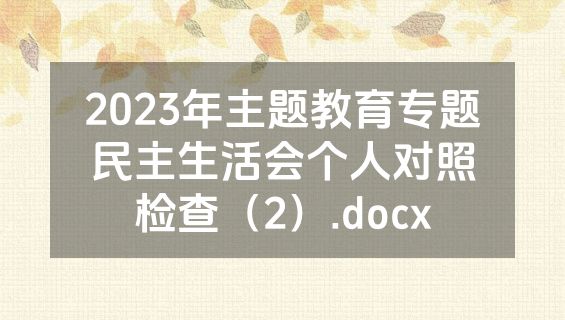 2023年主题教育专题民主生活会个人对照检查（2）.docx
