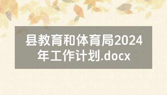 县教育和体育局2024年工作计划.docx