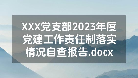 XXX党支部2023年度党建工作责任制落实情况自查报告.docx