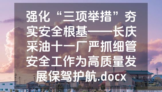强化“三项举措”夯实安全根基——长庆采油十一厂严抓细管安全工作为高质量发展保驾护航.docx