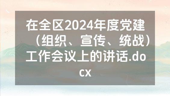 在全区2024年度党建（组织、宣传、统战）工作会议上的讲话.docx