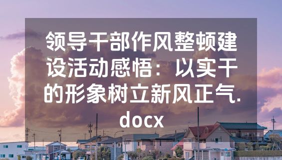 领导干部作风整顿建设活动感悟：以实干的形象树立新风正气.docx