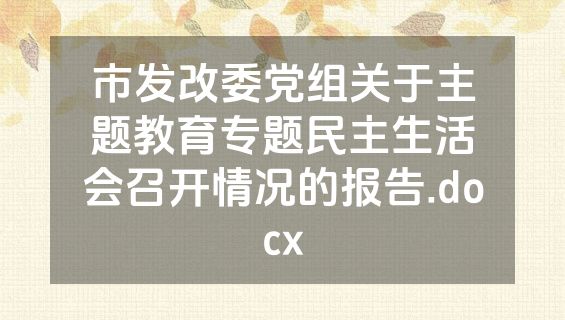 市发改委党组关于主题教育专题民主生活会召开情况的报告.docx