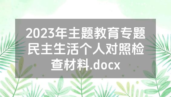 2023年主题教育专题民主生活个人对照检查材料.docx