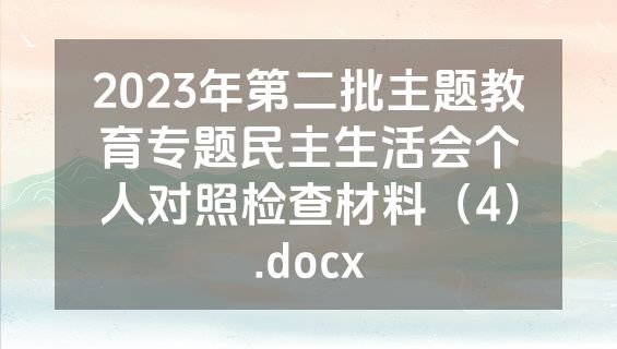 2023年第二批主题教育专题民主生活会个人对照检查材料（4）.docx