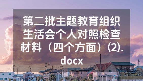 第二批主题教育组织生活会个人对照检查材料（四个方面）(2).docx