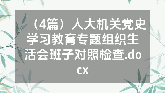 （4篇）人大机关党史学习教育专题组织生活会班子对照检查.docx